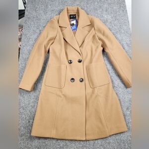 Chouyatou Women's S Trench Coat Camel Wool Blend Pea Coat Old Money Quite Luxury